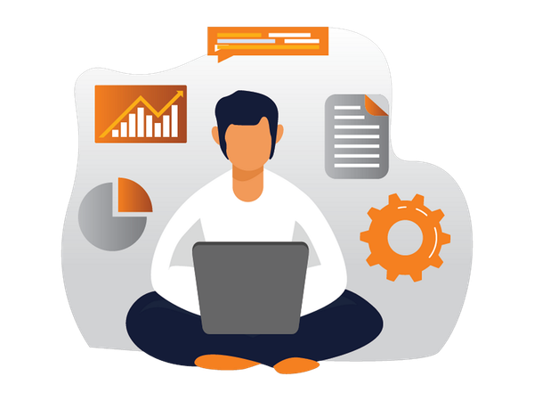 Business Statistics displayed in Business Team meeting  Illustration