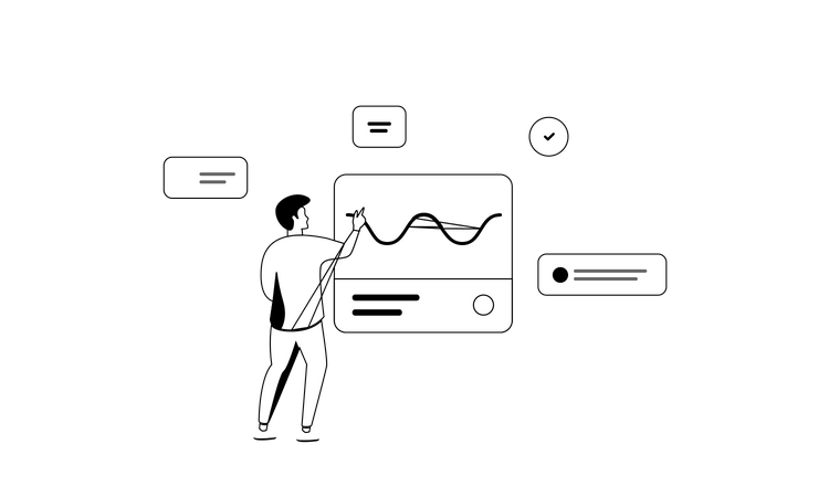 Business stats concept illustration_Dark Version  Illustration