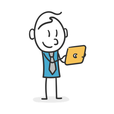 Business stick man working with a tablet Illustration