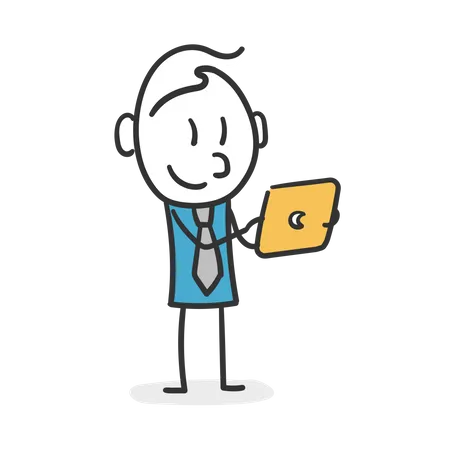 Business stick man working with a tablet  Illustration