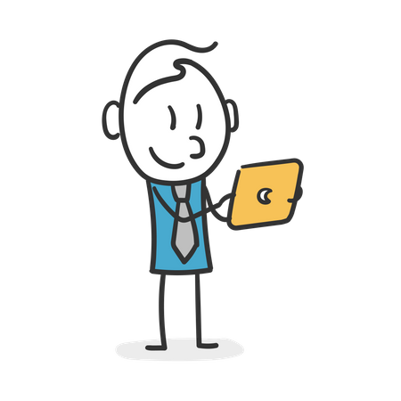 Business stick man working with a tablet  Illustration