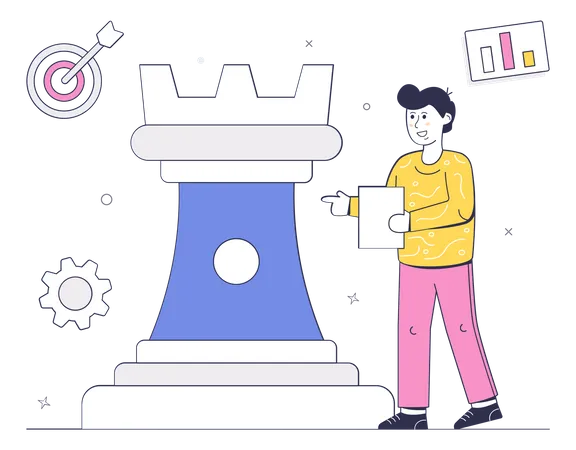 Chess Piece Denoting The Concept Of Business Strategy Flat Illustration Illustration