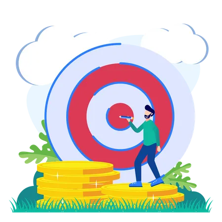 Illustration Vector Graphic Cartoon Character Of Business Target Illustration