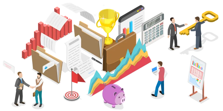 3 D Isometric Flat Vector Conceptual Illustration Of Business Succession Planning Recruiting And Developing Employees To Fill Each Key Role Within The Company Illustration