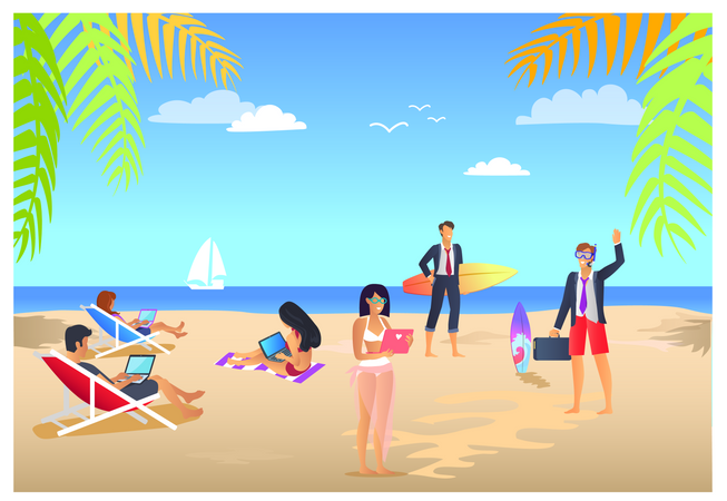 Business Summer Vacations  Illustration