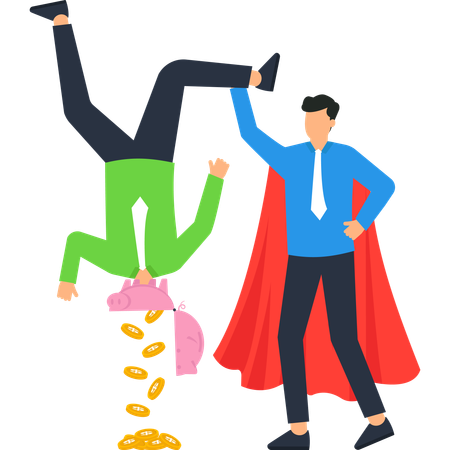 Business Superhero Saving Money  Illustration