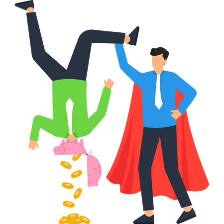 Business Superhero Saving Money  Illustration