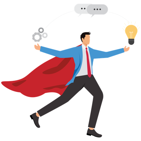 Business superman with business idea  Illustration