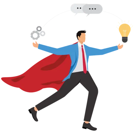 Business superman with business idea  Illustration