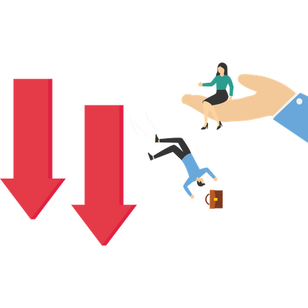 Business support hand after business slump  Illustration