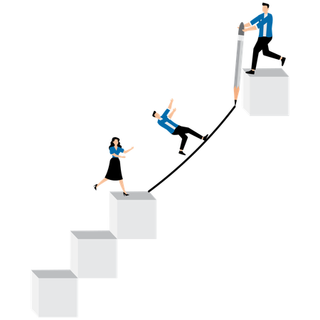 Business support team solving problem  Illustration