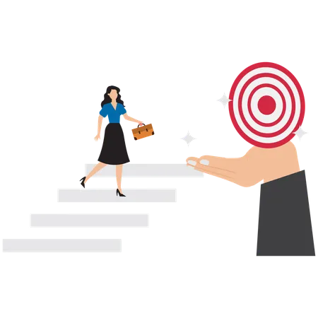 Business support woman to reach career target  Illustration