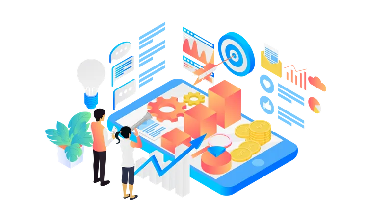 Isometric Style Website Development Illustration Illustration