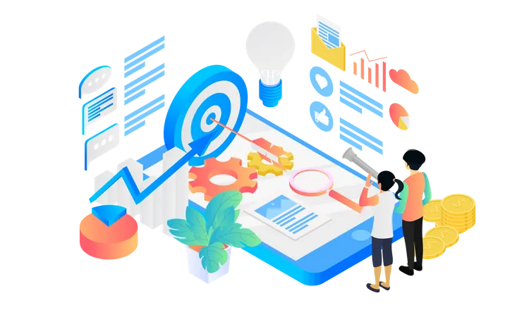 Isometric Style Website Development Illustration Illustration