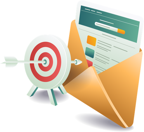 Business target strategy with email marketing technology  Illustration