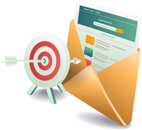 Business target strategy with email marketing technology  Illustration