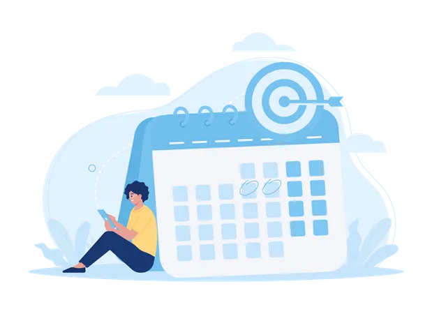 Business Target With Calendar Trending Concept Flat Illustration Illustration