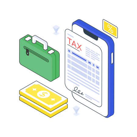 Business Tax and bag  Illustration