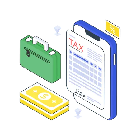 Business Tax and bag  Illustration