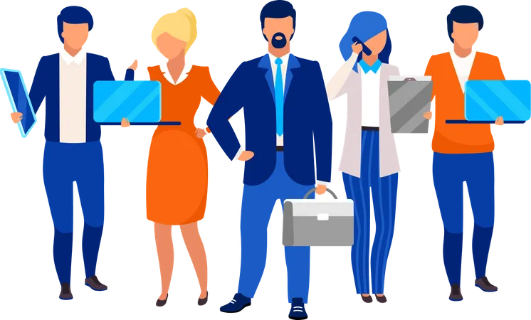 Company Staff Business Team Flat Vector Illustration Professional Businessmen And Businesswomen Cartoon Characters Successful Entrepreneurs Corporate Personnel Office Workers Directors Board Illustration