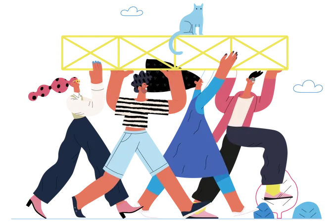 Startup Illustration Flat Line Vector Modern Concept Illustration Of Young People Startup Metaphor Concept Of Building New Business Planning Strategy Teamwork And Management Company Processes Illustration
