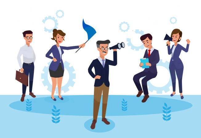 Teamwork Flat Design Style Colorful Illustration On Transparent Background With Creative Employee A Composition With Workers Or Businessmen Illustration