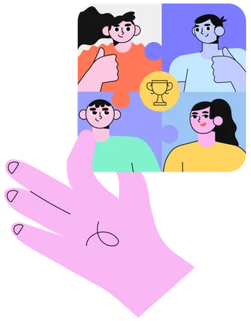 Vector Illustration Of Hands Doing Jigsaw Puzzle With People Coworkers Company Employees Coordination Personnel Productivity Effective Team Building And Management Teamwork Leadership Concept Illustration