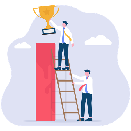 Business team achieves business trophy  Illustration