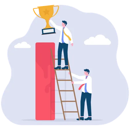 Business team achieves business trophy  Illustration