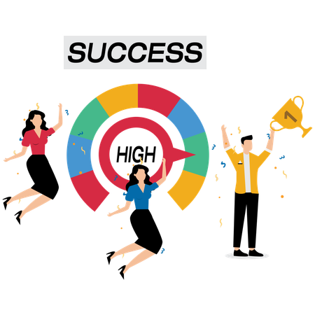 Business team achieving success in business  Illustration