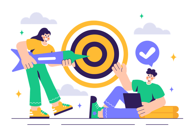 Business Team achieving target  Illustration