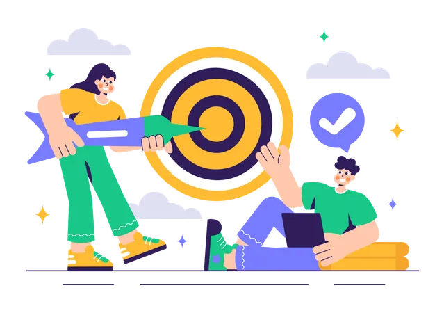 Business Team achieving target  Illustration