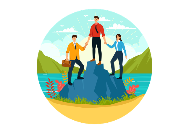 Business team achieving targets together  Illustration