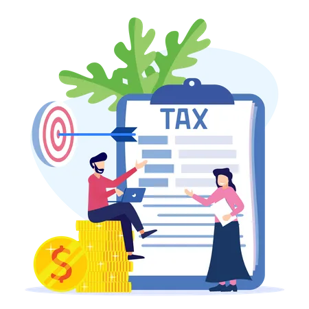 Business team achieving tax target  Illustration