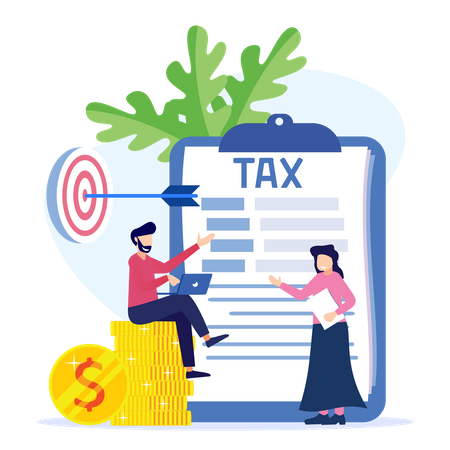 Business team achieving tax target  Illustration