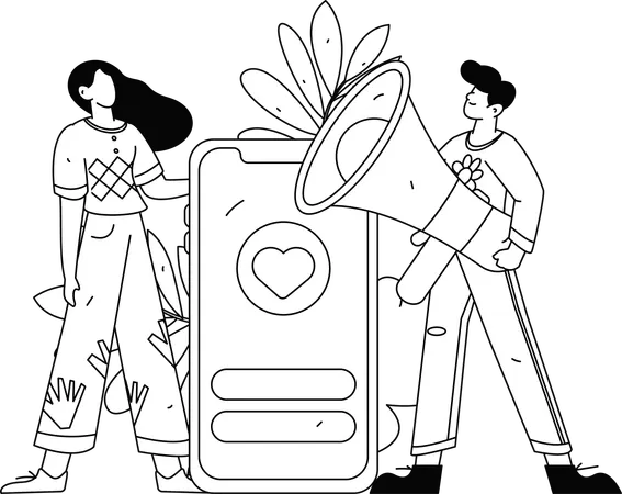 Business team advertises new product launch  Illustration