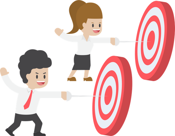Business team aiming for target Illustration