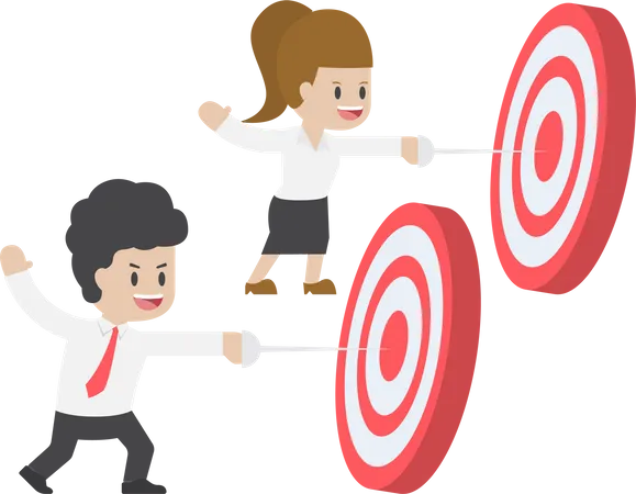 Business team aiming for target  Illustration