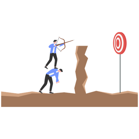 Business team aiming business target  Illustration