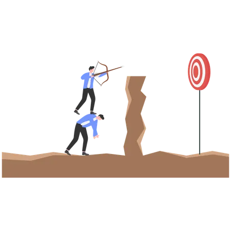 Business team aiming business target  Illustration