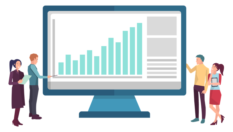 Geschäftsteam analysiert Berichte  Illustration