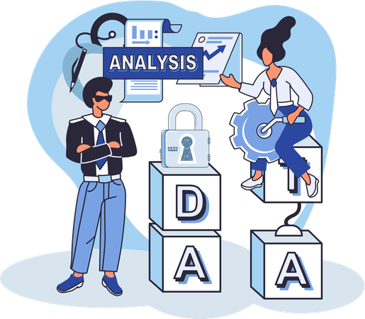 Business-Team analysiert Geschäftsdaten  Illustration