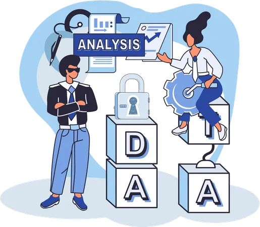 Business-Team analysiert Geschäftsdaten  Illustration