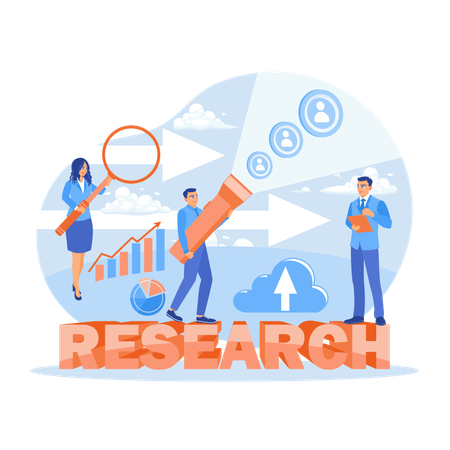 Geschäftsteam analysiert Marktdiagramme  Illustration