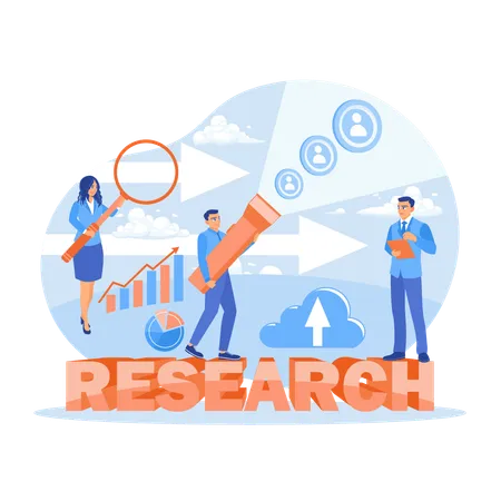 Geschäftsteam analysiert Marktdiagramme  Illustration