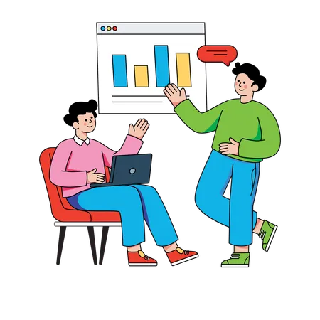 Business team analysing business chart  Illustration