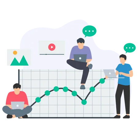 Business team analysing business project  Illustration