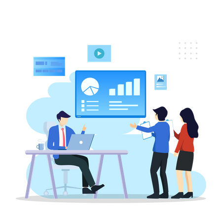 Business Team analyze data  Illustration