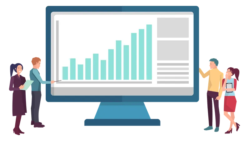 Business team analyze reports  Illustration