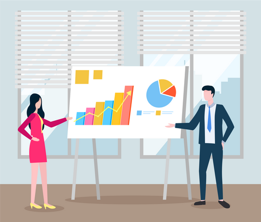 Business team analyzing analytics information  Illustration